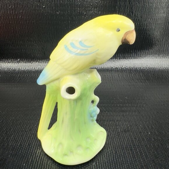 Vintage Czech Pottery Parrot Bird Vase Flower Frog Porcelain Figurine Rattles - Picture 1 of 9
